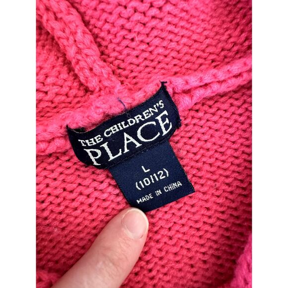 The Children's Place Pink Floral Knit Hooded Cardigan Sweater size Girls L 10/12 - Picture 3 of 7